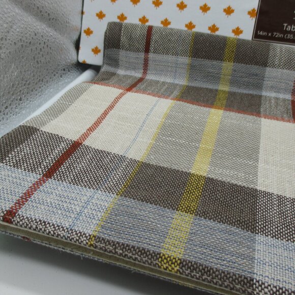 Fabric Plaid Cotton Table Runner 14" x 72" FALL Farmhouse MULTICOLOR PLAID NWT - Picture 5 of 5